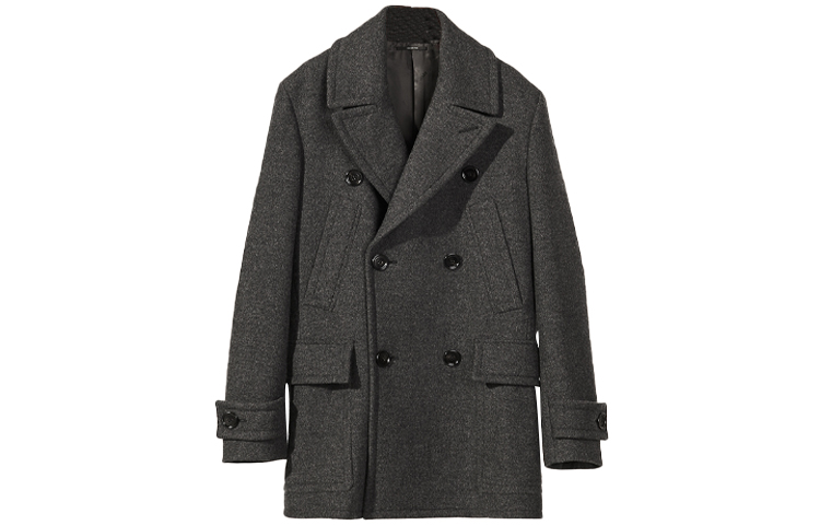 HERMES Double-Breasted Light Gray Long Sleeve Blazer Coat. H161400H482