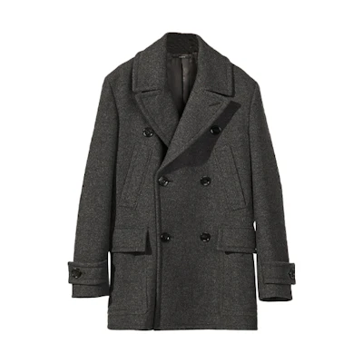 HERMES Double-Breasted Light Gray Long Sleeve Blazer Coat. H161400H482