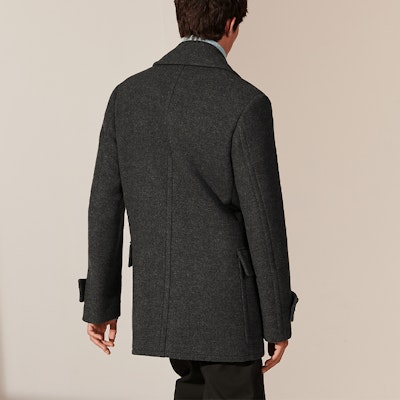 HERMES Double-Breasted Light Gray Long Sleeve Blazer Coat. H161400H482 Shop HERMES Double-Breasted Light Gray Long Sleeve Blazer Coat. H161400H482