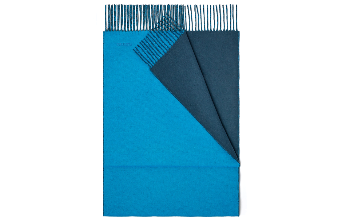 HERMES Double-Sided Cashmere Goat Wool Scarf Sky Blue Navy Blue H393800Tv38 圖 3