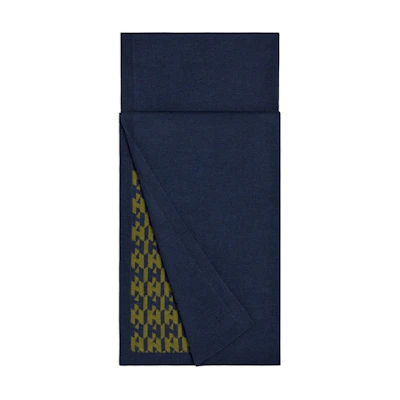 HERMES Double-Sided Pattern Scarf Unisex Couple Style in Navy Blue. H393846T 05