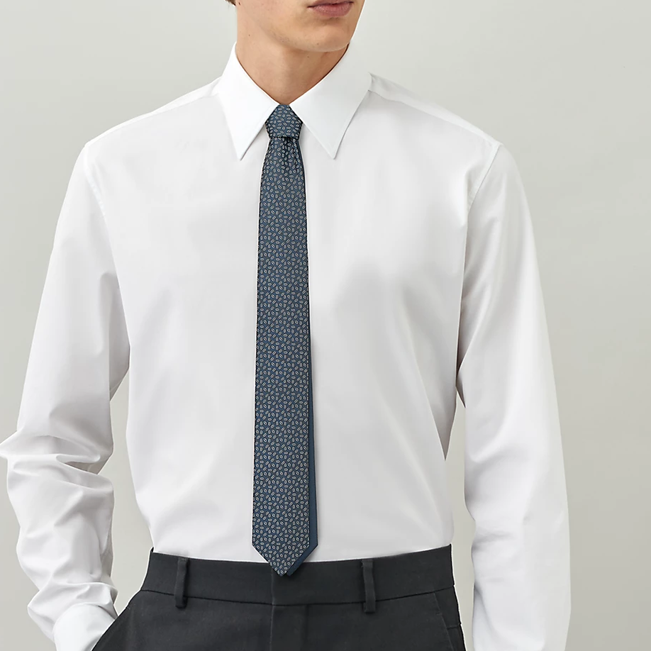 HERMES Double 6 Tissee Maillon Tie - Gray/Light Gray. H319295T-05 圖 4