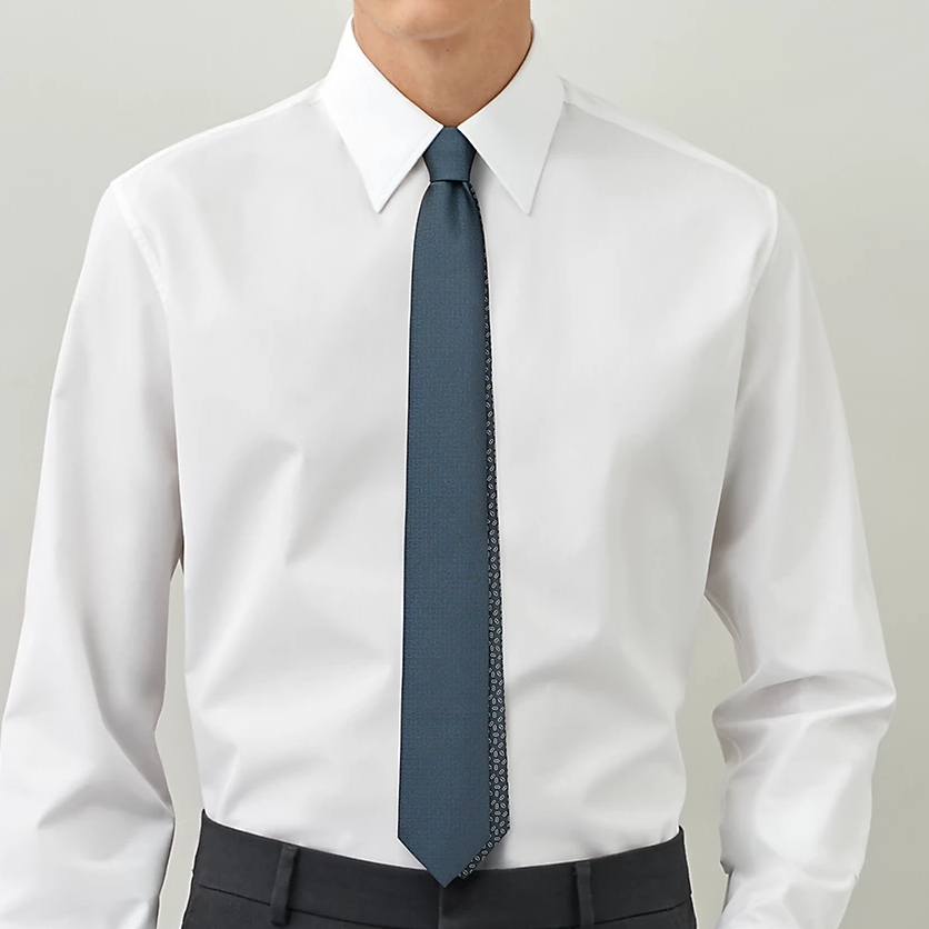 HERMES Double 6 Tissee Maillon Tie - Gray/Light Gray. H319295T-05 圖 5