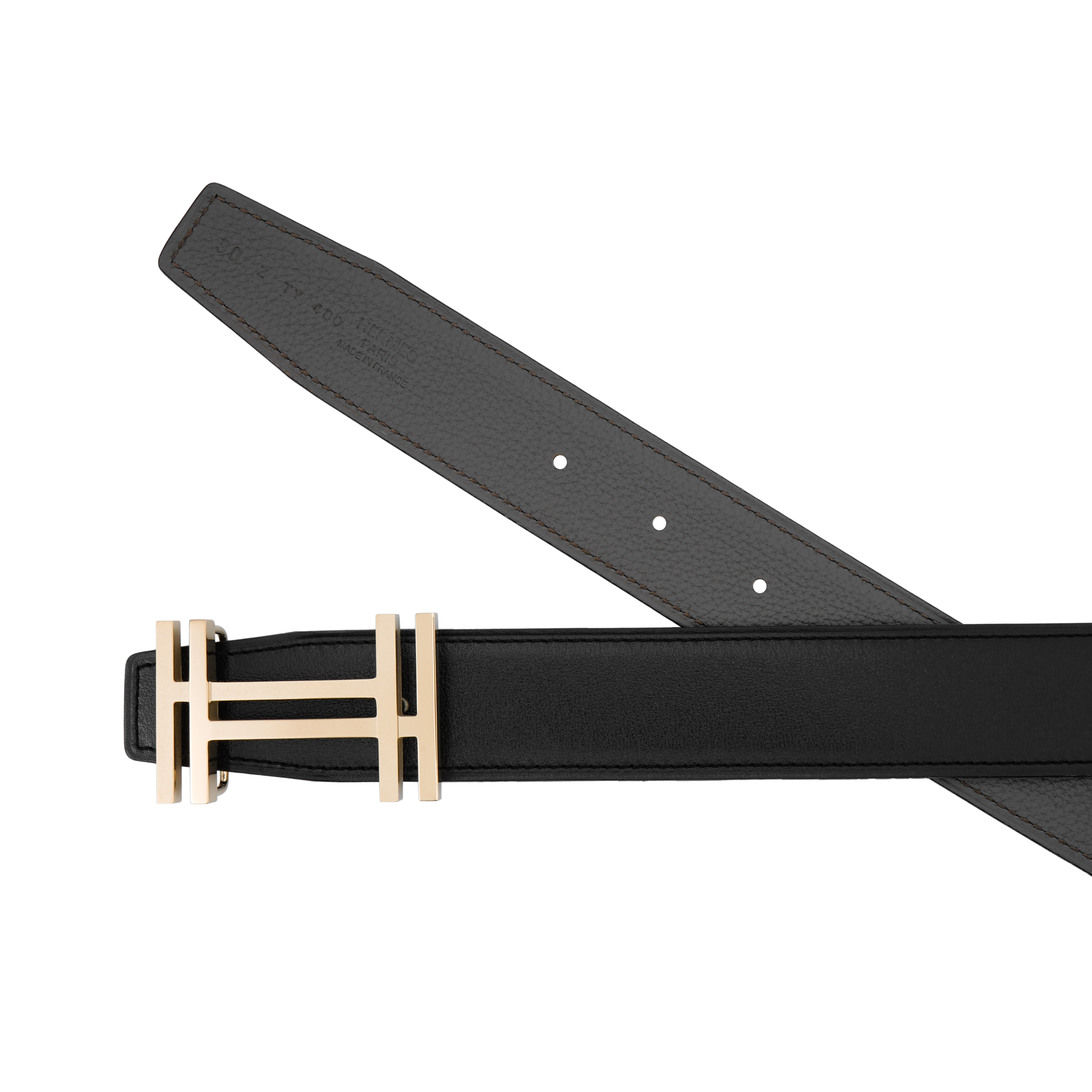 Purchase HERMES Cinturón Reversible Piel Togo Negro/Etoupe Hebilla Doble H 3.2cm. H066050CP2K+H073967CAAC