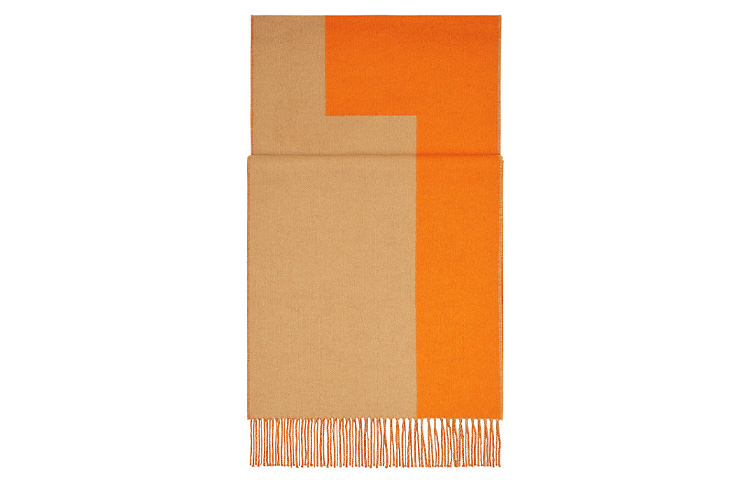HERMES Double H Camel Orange Scarf H259076S-02