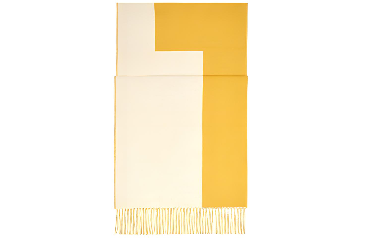 HERMES Double H Scarf Ivory White Naples Yellow H259076S-06