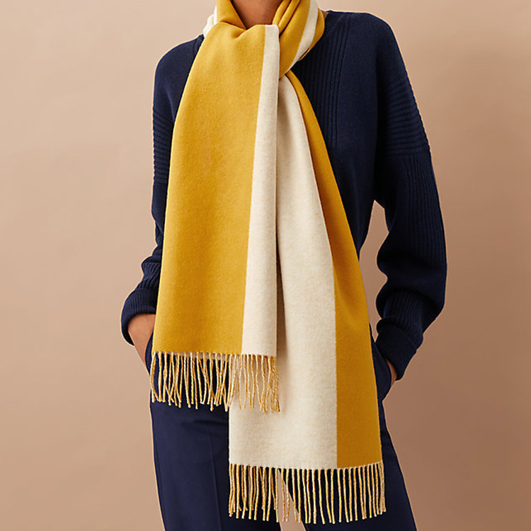 HERMES Double H Scarf Ivory White Naples Yellow H259076S-06 圖 3