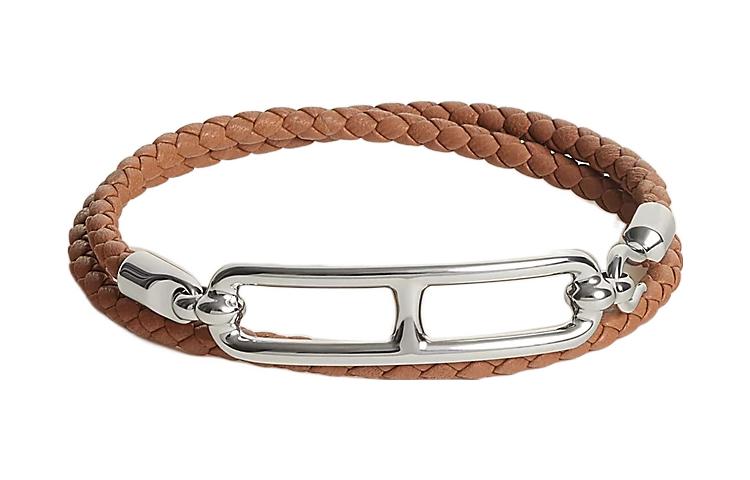 HERMES Double Wrap Leather Bracelet Brown Unisex Couples Style H071727FP37T2