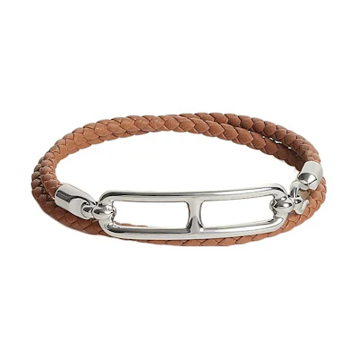 HERMES Double Wrap Leather Bracelet Brown Unisex Couples Style H071727FP37T2