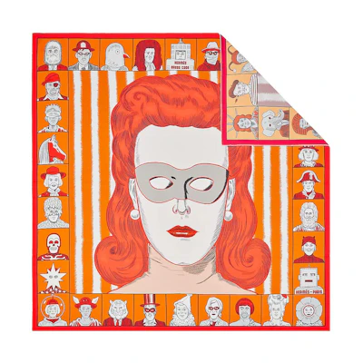 HERMES Dress Code Double Face Silk Scarf 90x90 Orange. H903780S-01