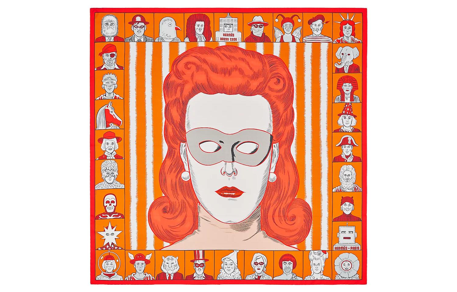 HERMES Dress Code Double Face Silk Scarf 90x90 Orange. H903780S-01 圖 3