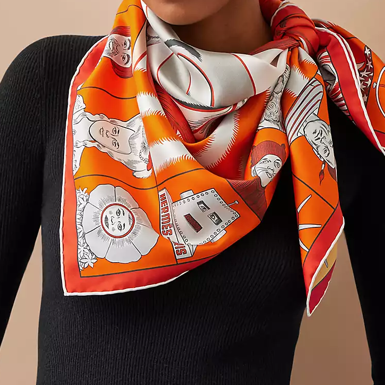 HERMES Dress Code Double Face Silk Scarf 90x90 Orange. H903780S-01 圖 5