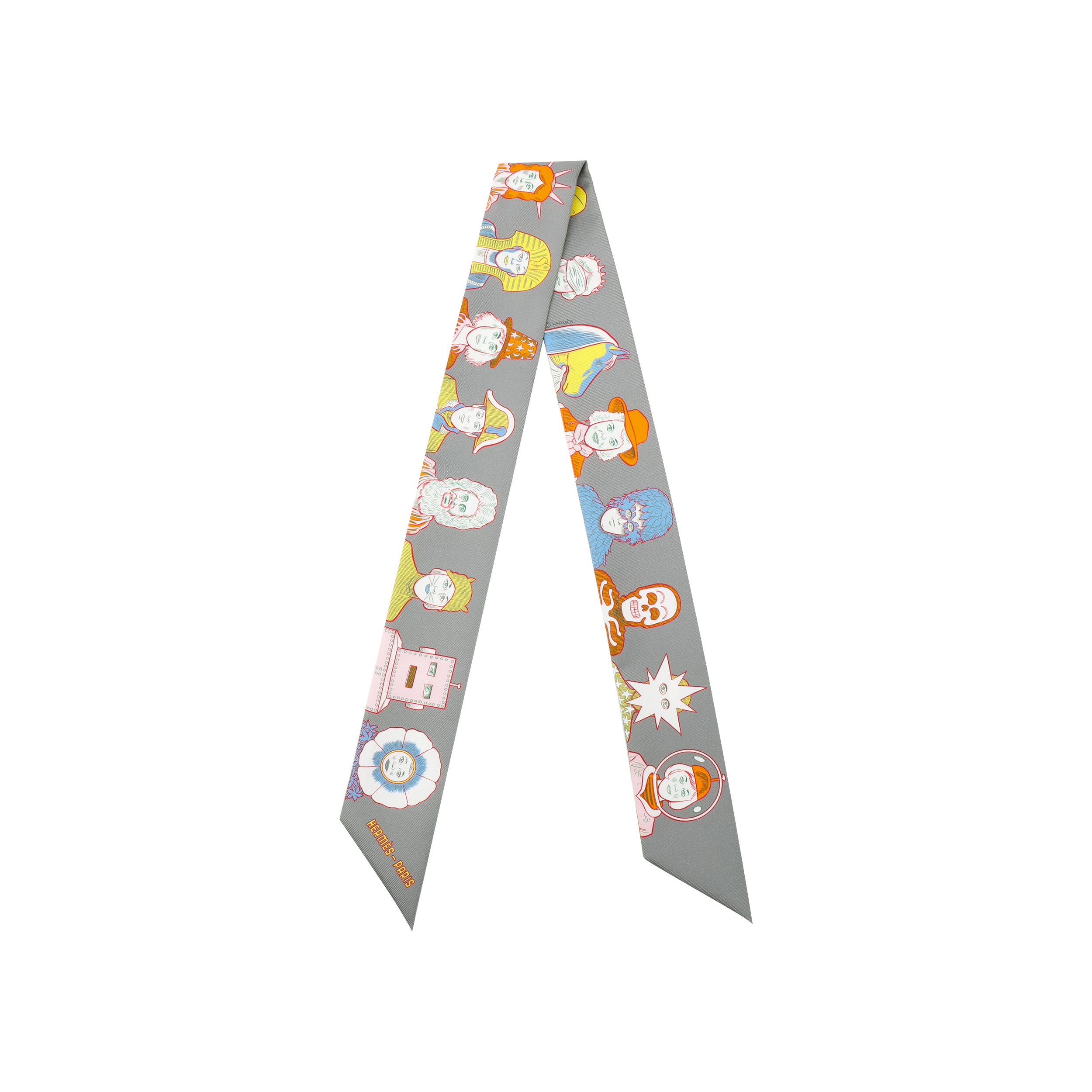 HERMES Dress Code Twilly Grey Scarf Unisex Couple Style H063780S-43