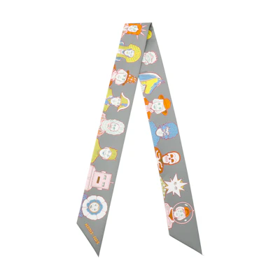 HERMES Dress Code Twilly Grey Scarf Unisex Couple Style H063780S-43