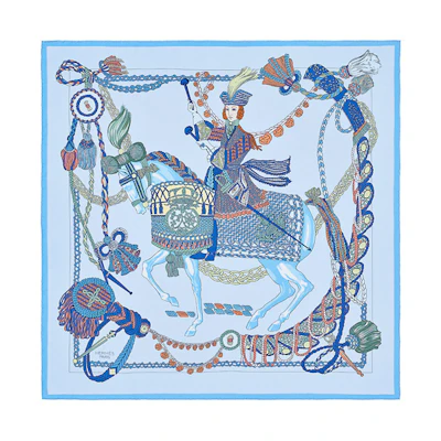 HERMES Drummer Scarf 90cm Square Scarf in Blue H073618S-04