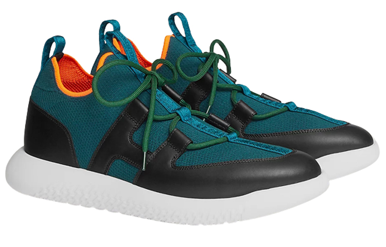 Lookbook HERMES Kasut Sneakers Kulit Anak Lembu Knit 'Biru Hitam' H212911Z-HG5