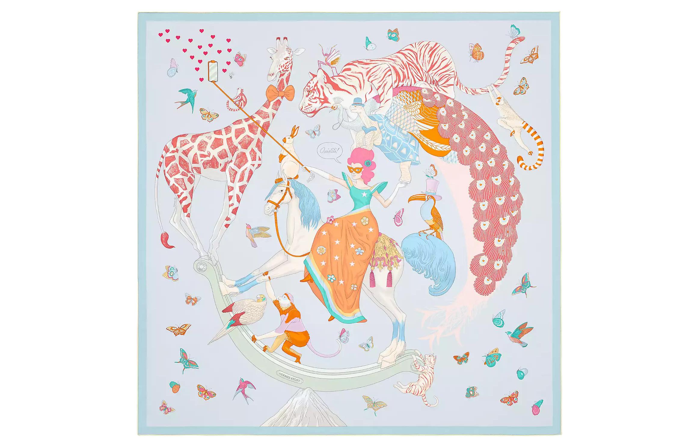 HERMES Dynamic Sharing Scarf Unisex Couple Design in Light Blue H003875S-12