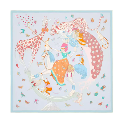 HERMES Dynamic Sharing Scarf Unisex Couple Design in Light Blue H003875S-12