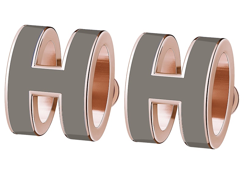 Hermes Earrings Pop H Pewter Gray