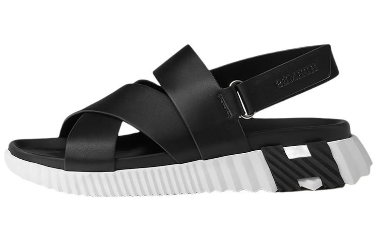 Buy 에르메스 블랙 매직 테이프 전기 카프스킨 샌들 H221848Z-H02