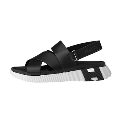 HERMES Electric Calfskin Sandals 'Black Magic Tape'