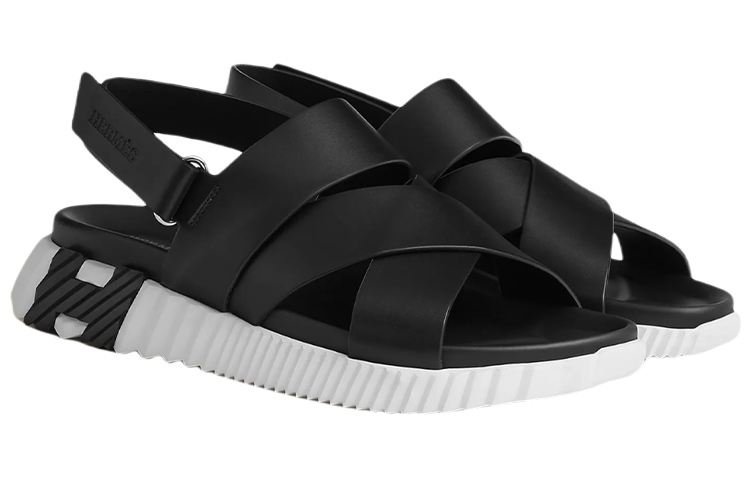 Lookbook 에르메스 블랙 매직 테이프 전기 카프스킨 샌들 H221848Z-H02