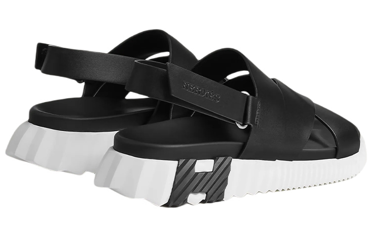 Shop 에르메스 블랙 매직 테이프 전기 카프스킨 샌들 H221848Z-H02