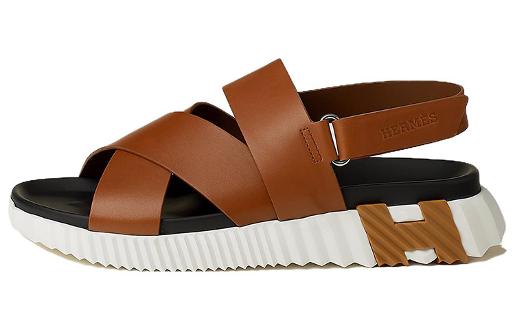 HERMES Electric Leather Open-Toe Sandals 'Light Tan' H232867Z-H58