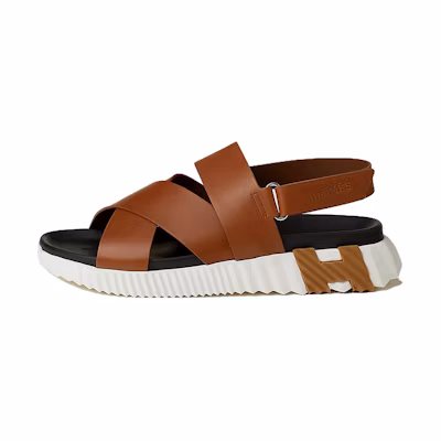 HERMES Electric Leather Open-Toe Sandals 'Light Tan'
