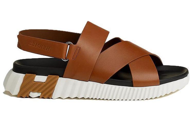 HERMES Electric Leather Open-Toe Sandals 'Light Tan' 圖 2