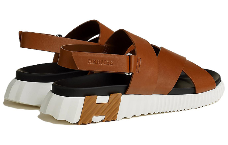 HERMES Electric Leather Open-Toe Sandals 'Light Tan' 圖 4