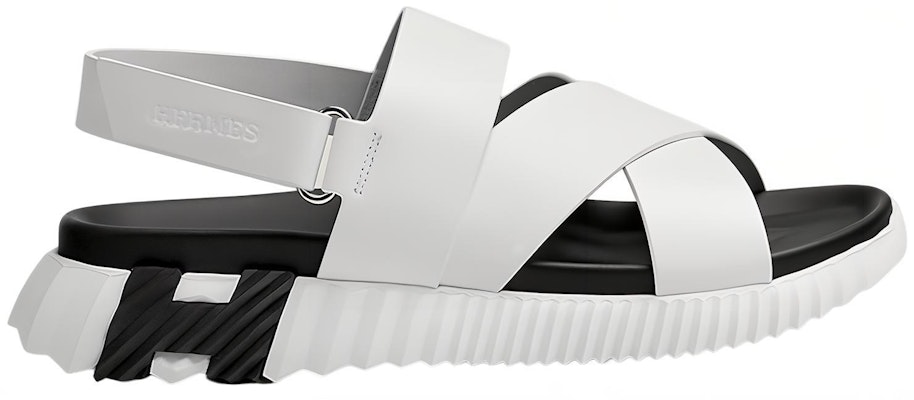 HERMES Electric Open Toe Flat Sandals 'White Black Velcro' H221848Z-H90 Order HERMES Electric Open Toe Flat Sandals 'White Black Velcro' H221848Z-H90