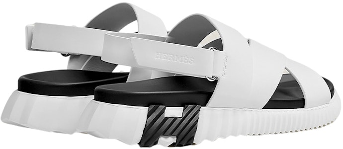 HERMES愛馬仕 Electric 圓頭 平底 魔鬼氈 時尚涼鞋 男款 白黑 Shop HERMES愛馬仕 Electric 圓頭 平底 魔鬼氈 時尚涼鞋 男款 白黑