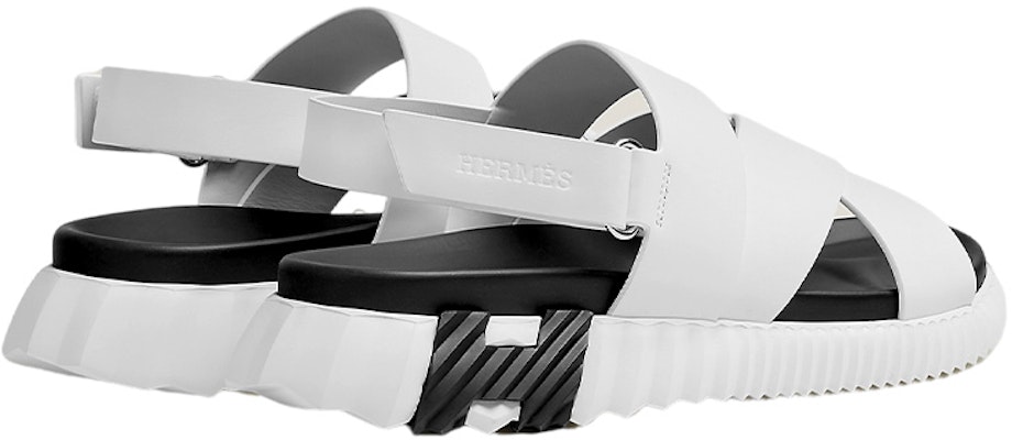 HERMES Electric Open Toe Flat Sandals 'White Black Velcro' H221848Z-H90 Shop HERMES Electric Open Toe Flat Sandals 'White Black Velcro' H221848Z-H90