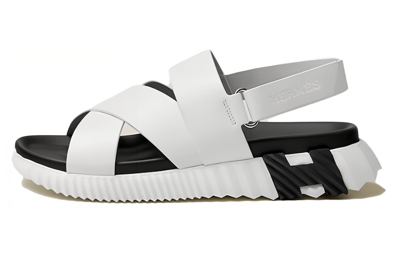 HERMES Electric Slide Sandals 'White Black'