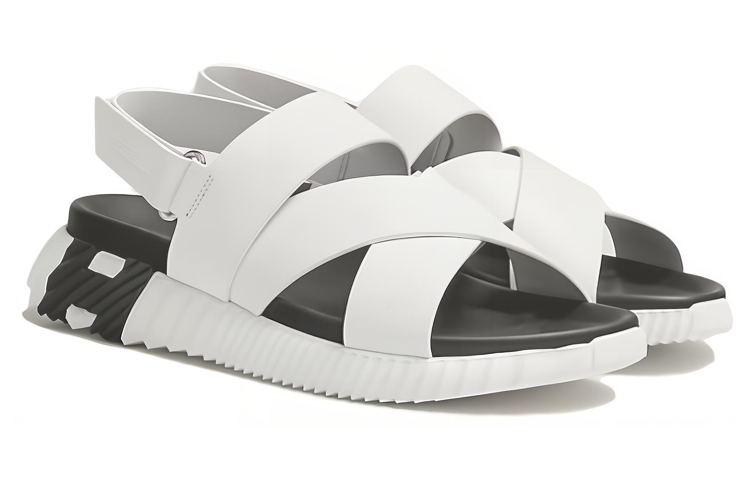 HERMES Electric Slide Sandals 'White Black' 圖 3