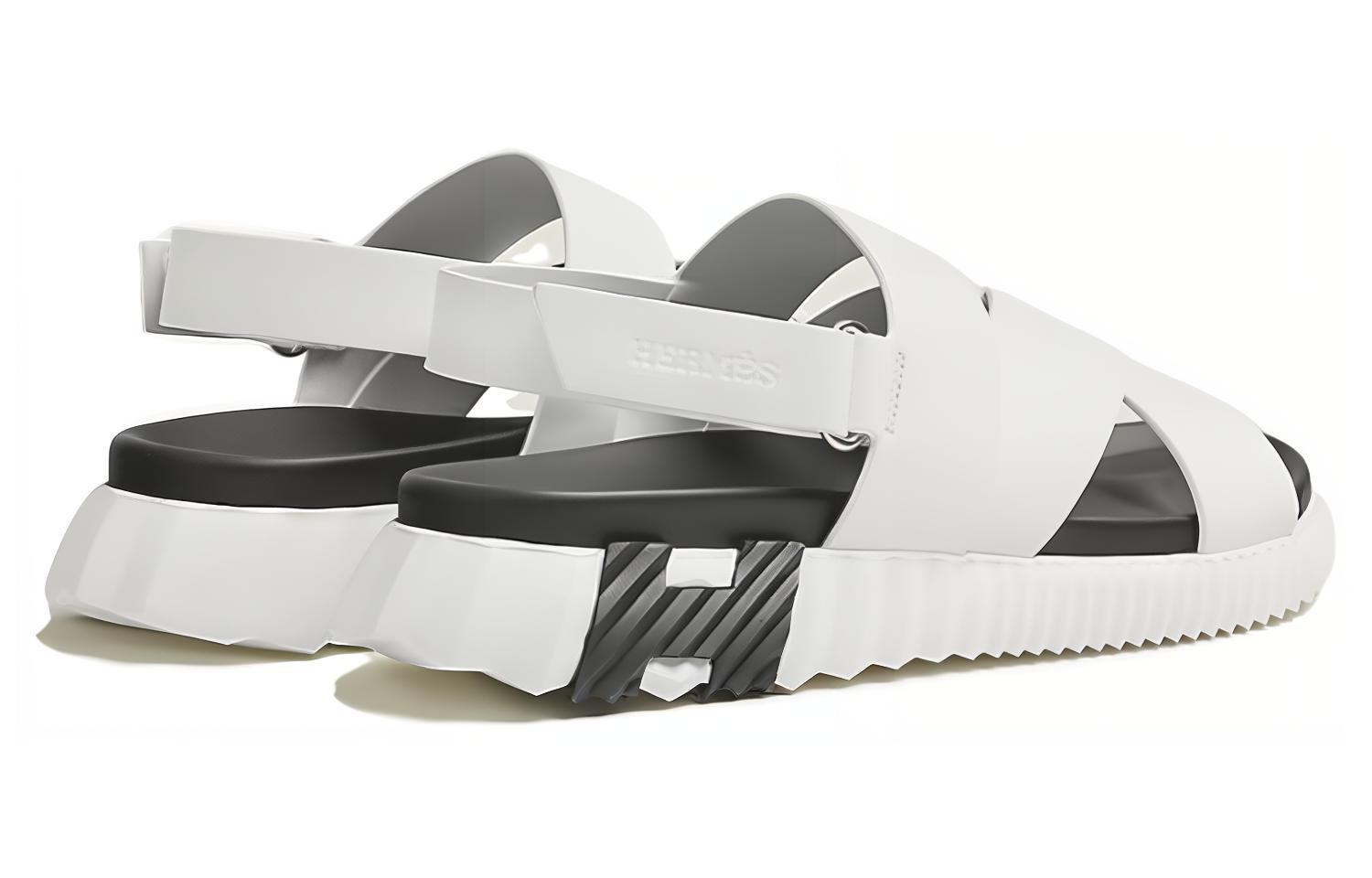 HERMES Electric Slide Sandals 'White Black' 圖 4