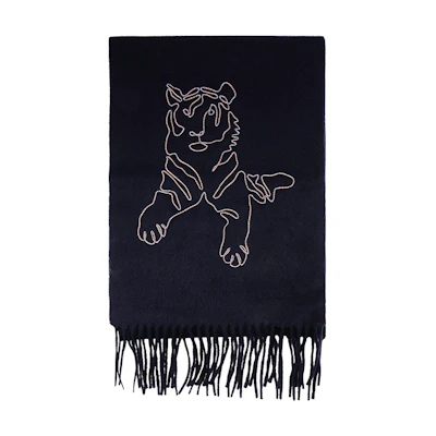 HERMES Embroidered Cashmere Wool Scarf Unisex Couples Edition H391632T-01