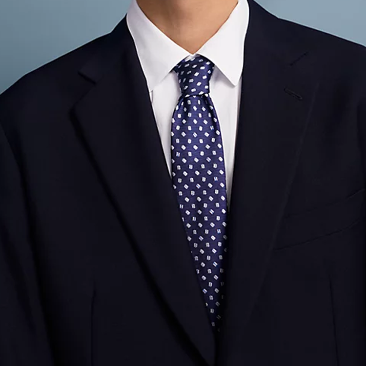 Lookbook エルメス メンズ 刺繍ジャカードネクタイ - ブルー H339302T 02