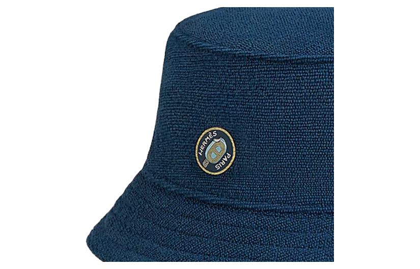 Shop HERMES Topi Baldi Kapas Biru Logo Sulaman Unisex Pasangan H241054NvEN58