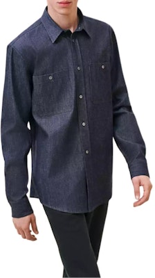 HERMES Baju Denim Lengan Panjang Logo Sulam Lelaki Biru Indigo. H466260H960 Buy HERMES Baju Denim Lengan Panjang Logo Sulam Lelaki Biru Indigo. H466260H960