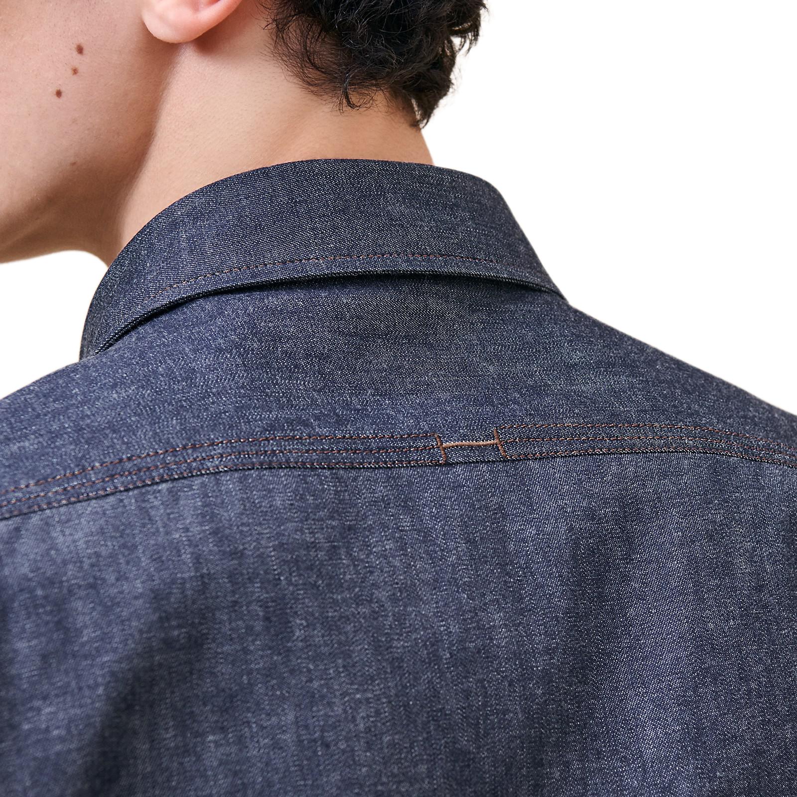 Purchase HERMES Baju Denim Lengan Panjang Logo Sulam Lelaki Biru Indigo. H466260H960