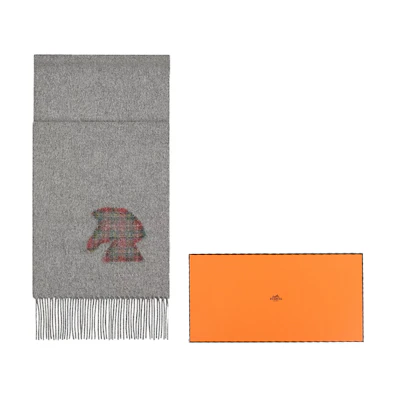 HERMES Embroidered Patchwork Cashmere Wool Scarf H393780T-02