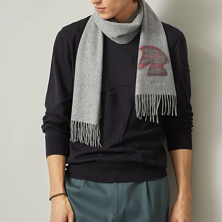 HERMES Embroidered Patchwork Cashmere Wool Scarf H393780T-02 圖 5