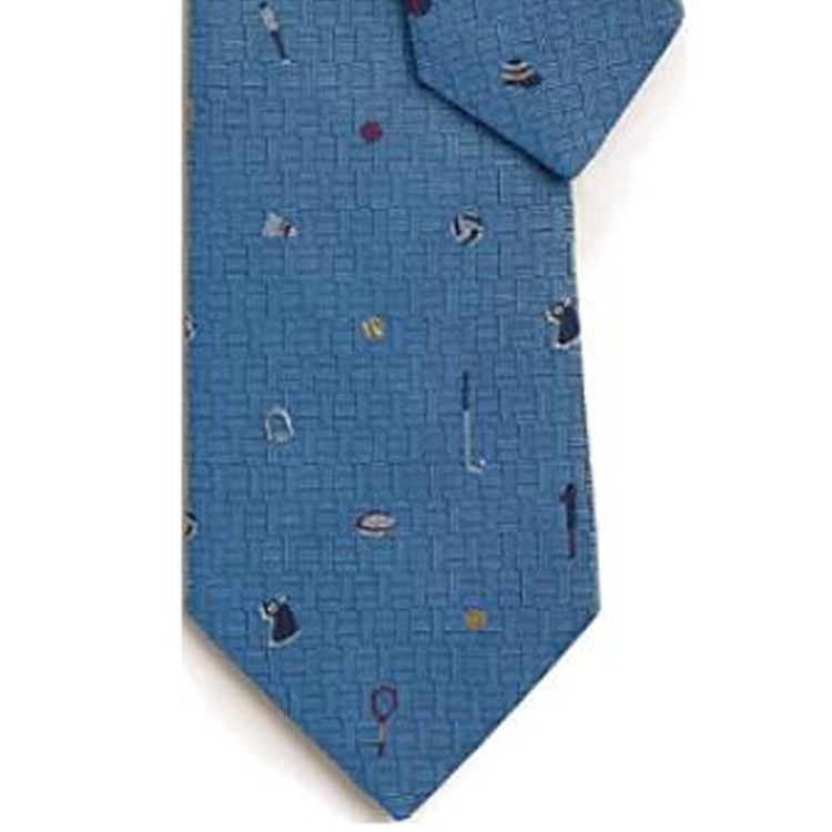 Shop エルメス メンズ 刺繍柄 シルクプリント ネクタイ ブルー H339364T06