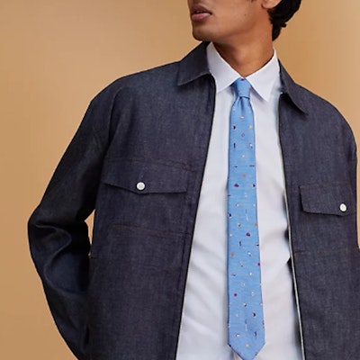 エルメス メンズ 刺繍柄 シルクプリント ネクタイ ブルー H339364T06 Purchase エルメス メンズ 刺繍柄 シルクプリント ネクタイ ブルー H339364T06