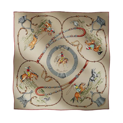 HERMES Embroidered Pattern Silk Scarf Unisex Couple Style Multicolor H981736S