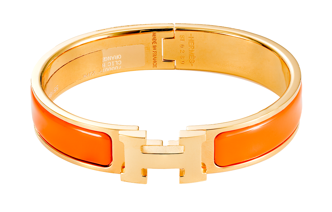 Hermes Enamel Bracelet Adjustable Unisex H Decor Orange/Gold H700001F-23GM 圖 2
