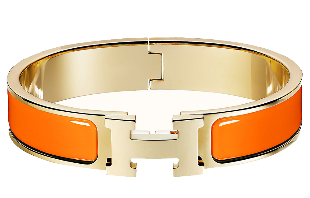 Hermes Enamel Bracelet Adjustable Unisex H Decor Orange/Gold H700001F-23GM 圖 3