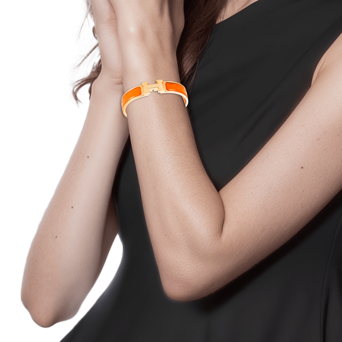 Hermes Enamel Bracelet Adjustable Unisex H Decor Orange/Gold H700001F-23GM 圖 6